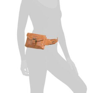 SPIKES & SPARROW Leather Front Pocket Big Waist Belt Bag Fanny Pack Tan